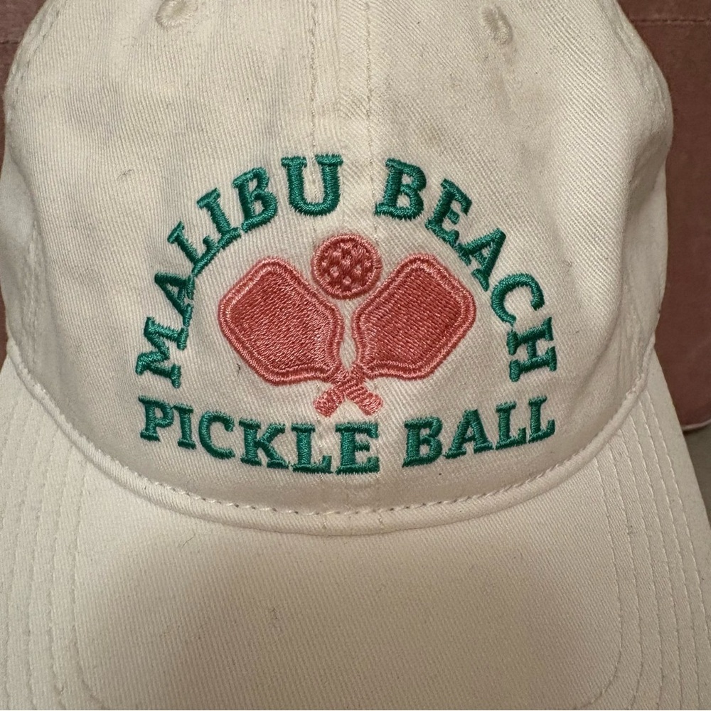White Malibu Beach Pickleball Baseball Cap - Picture 2 of 4